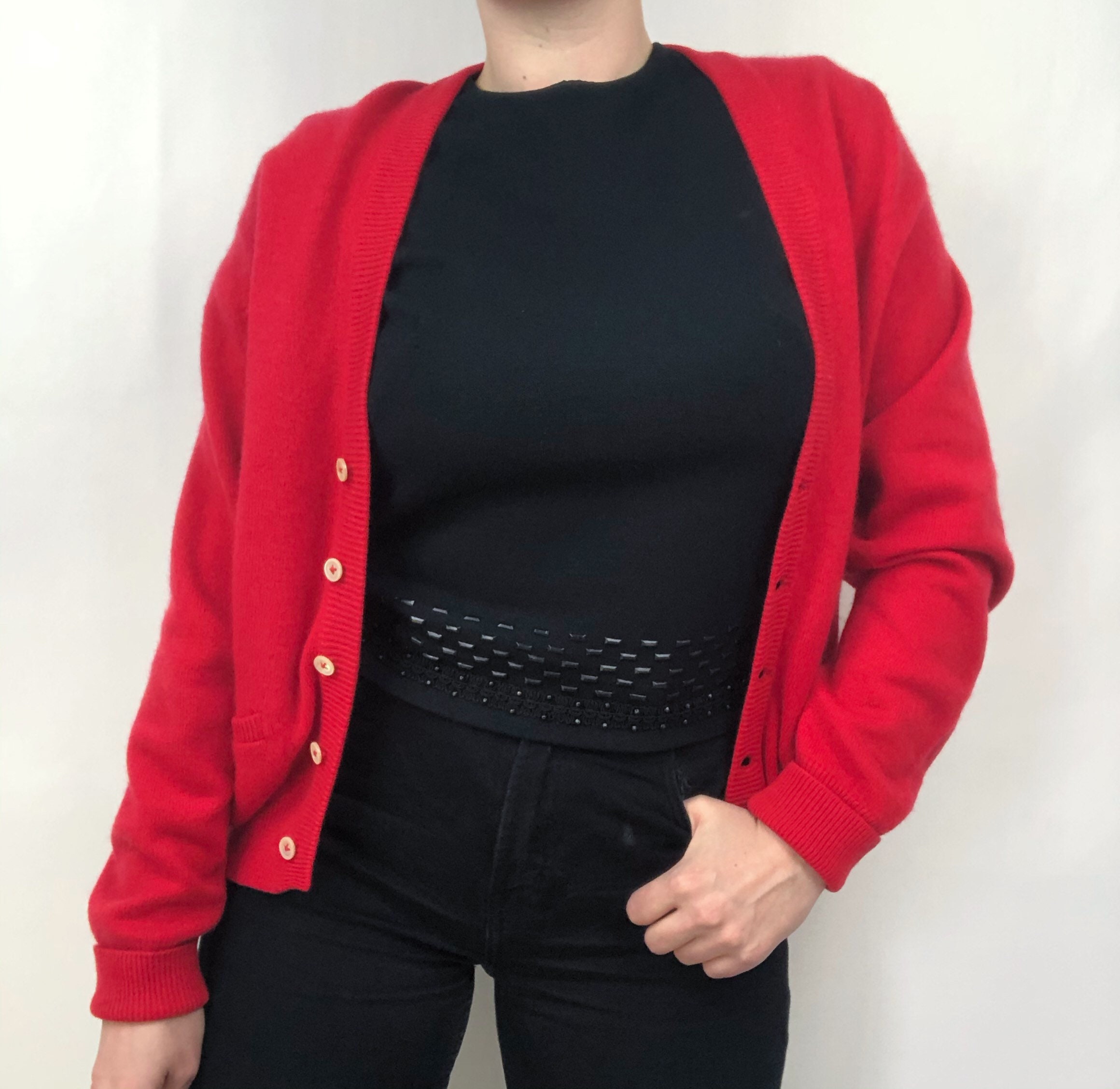 red cashmere cardigan uk