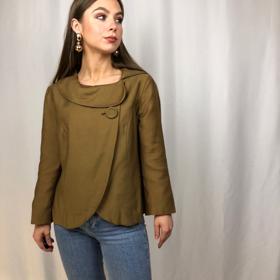 1960s Joseph Magnin taupe brown jacket.