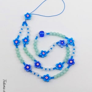 Kawaii blauw telefoonjuweel in kralen, handgemaakt, uniek, cadeau-idee, verjaardag