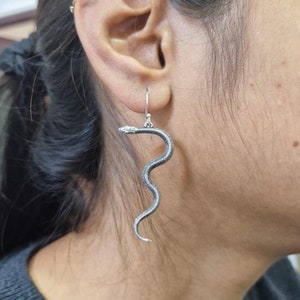Gold Snake Earrings, Gold Brass Snake Earrings, Unique Earrings, Snake Jewellery, Serpent Earrings, Gift For Her