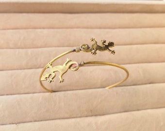 Minimalist Lizard Brass Arm Cuff - Gold Upper Arm Band
