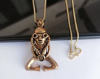 Messing schedelhangerketting: gotische beweegbare kaaksieraden