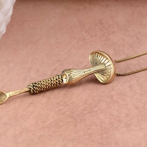 Handmade brass ear spoon, Mini spoon pendant, Personalize keychain ear pick, Brass Artwork, Brass mushroom pendant, Vintage brass ear spoon
