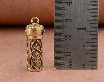Gold Flower Prayer Box Pendant: Handmade Silver Locket