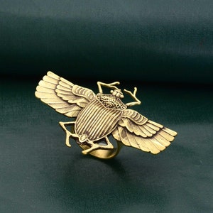 Sacred Scarab Brass Ring