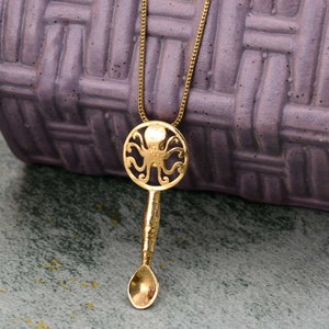 Creative ear spoon octopus pendant, Mini spoons of woman, Handmade brass ear spoon, Spoon necklace pendant