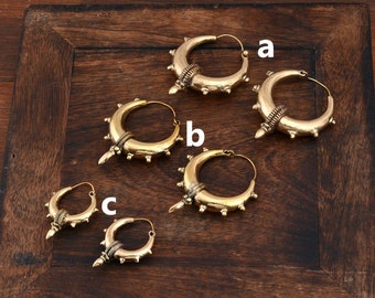 Brass Spike Huggie Hoop Earrings: Handmade Statement Jewelry