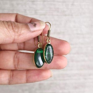 Green Onyx Earring, Green Onyx Gemstone Earring, Handmade Earring, Dangle Earrings, Brass Earring, Gift For Her, Gift For Wife