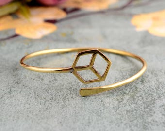 Handmade Brass Peace Sign Bracelet: Boho Hippie Jewelry