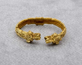 Bracciale rigido in ottone con drago: gioielli celtici gotici unisex