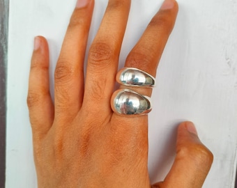 Sterling Silver Plated Dome Ring: Chunky Minimalist Statement Jewelry
