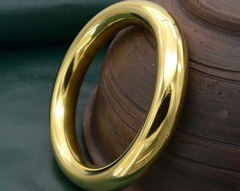 Brazalete ancho de latón dorado hecho a mano: brazalete ancho y llamativo