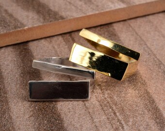Gold Brass Double Bar Ring: Handmade Geometric Statement Ring