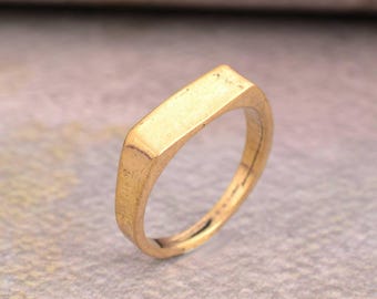 Bar Signet Ring, Rectangle Signet Ring, Statement Ring, Chunky Gold Ring, Minimalist Jewelry, Gift For Mom, Mens Ring