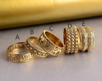 Handmade Gold Brass Ring: Statement Wedding Band