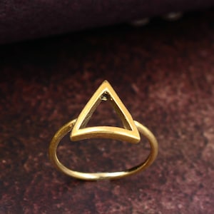 Triangle ring, geometric ring brass ring gold ring boho ring bohemian ring triangle gold ring gold triangle ring modern gold ring chunky