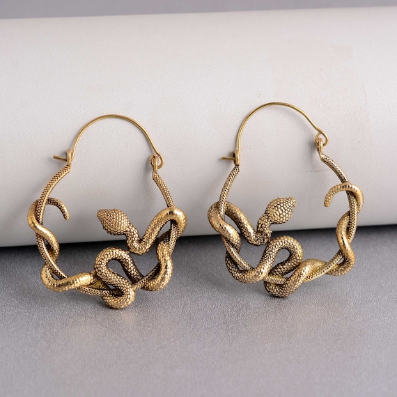 Gold Snake Earrings, Snake Hoop Earrings, Snake Earrings, Hoop