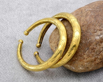 Chunky Gold Brass Cuff Bracelet, Adjustable Stacking Bangle