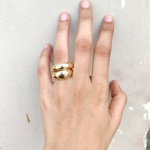 Gold Brass Dome Ring: Chunky Minimalist Statement Jewelry