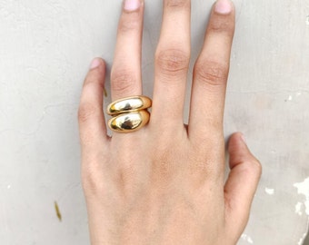 Gold Brass Dome Ring: Chunky Minimalist Statement Jewelry