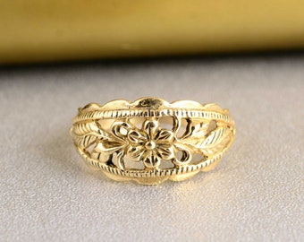 Handmade Brass Flower Ring: Boho Filigree Statement Ring