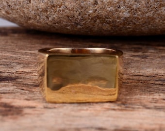 Anillo de sello rectangular de latón personalizado: Anillo minimalista con inicial