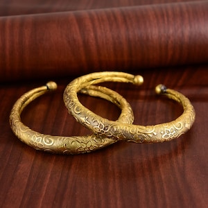 African Brass Bangles, Adjustable Stackable Bracelets, Gold Brass Cuff Bracelets, Gift For Her