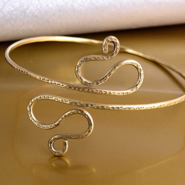 Gold Upper Arm Cuff Adjustable Ethnic Spirals Armlet Bracelet Eternity Bohemian Upper Arm Goddess Band Bangle Jewelry gift