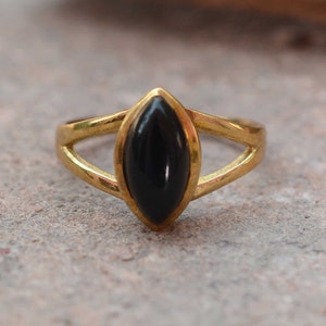 Black Obsidian Ring, Brass Ring, Women Gift Ring, Gemstone Ring, Handmade Ring, Obsidian Jewelry, Personalized Gifts
