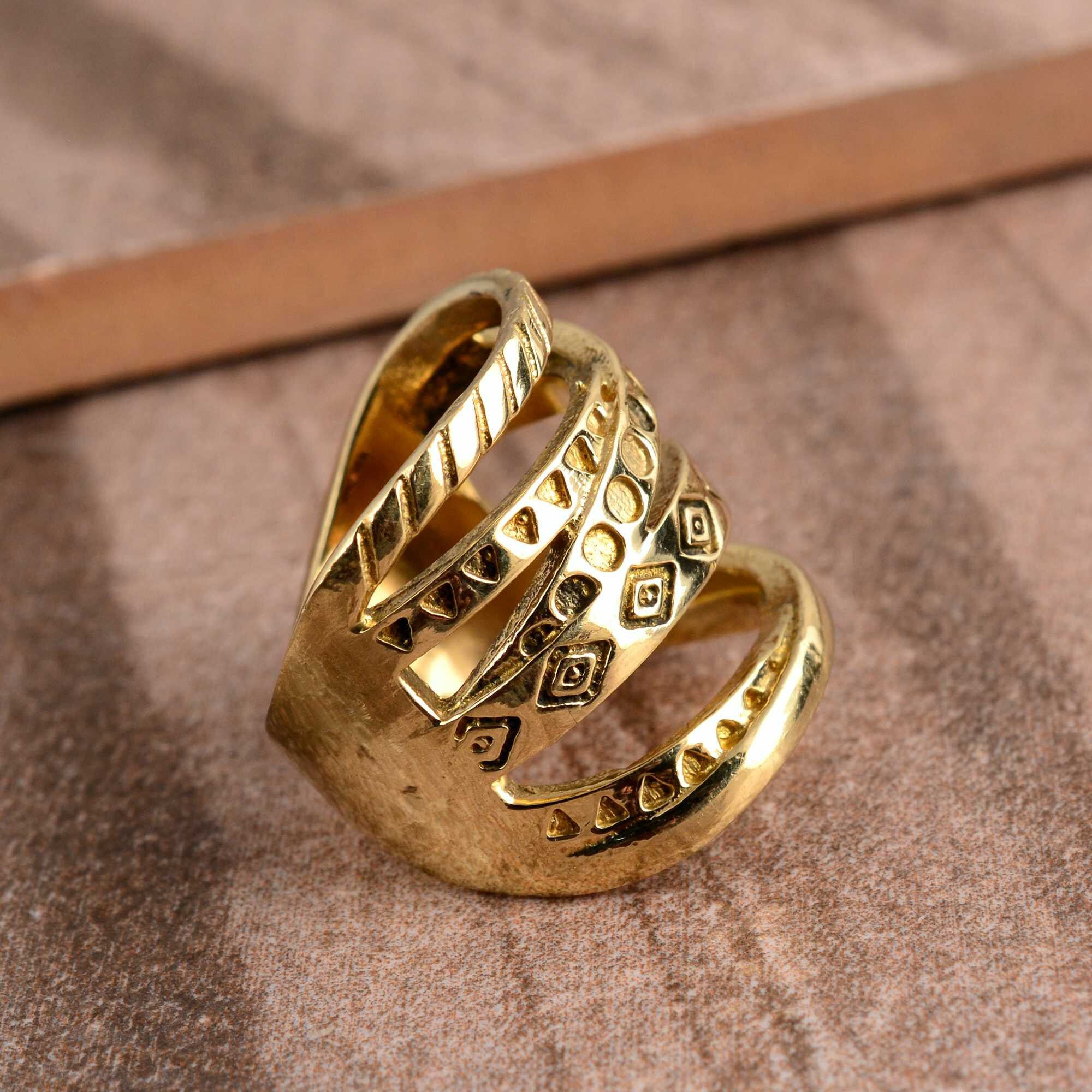 Aztec Mayan Brass Ring: Ancient Hieroglyphics, Handmade Jewelry - Etsy