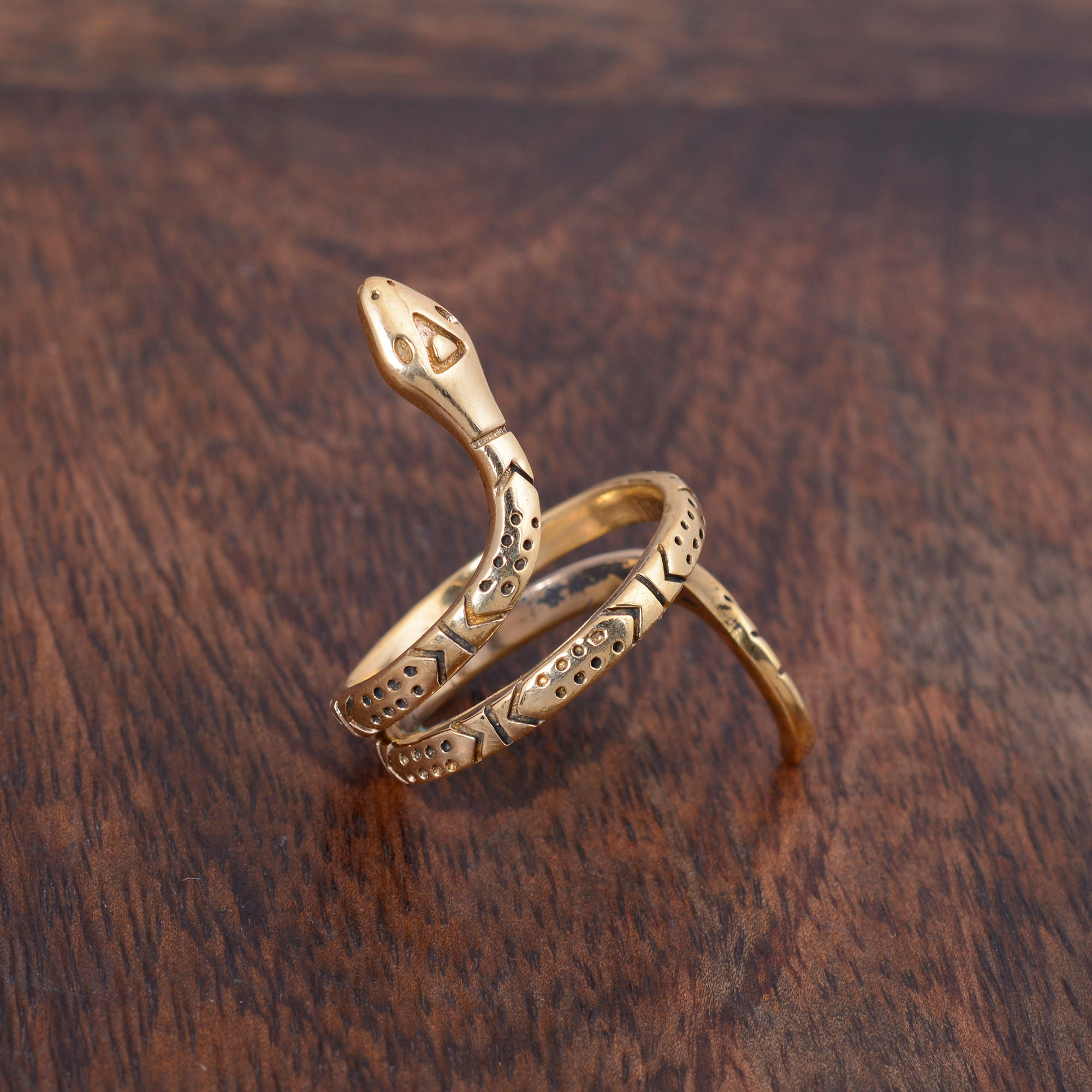 Adjustable Brass Snake Ring Snake Band Open Serpent jewelry Etsy