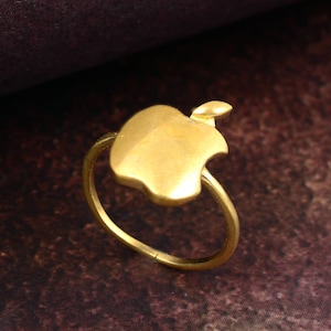 Apple Ring, Brass Ring, Fruit Ring, Red Apple Ring, Food Ring, Minimalist Ring, Apple Jewelry, Dainty Ring, Food Jewelry, Handmade Jewelry