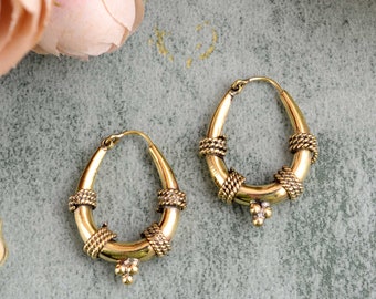 Brass Spike Hoop Earrings: Gothic Punk Jewelry