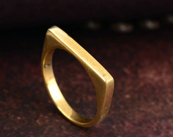 Square Ring, Bar Ring, Brass Ring, Line Ring, Modern Ring, Stacking Ring, Minimal Ring, Gift For Her, Handmade Ring, Boho Ring