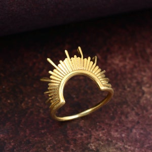 Sun Ring, Rising Sun Ring, Gold Dainty Ring, Spike Ring, Statement Ring ...