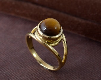 Tiger Eye Celtic Ring, Handmade Ring, Brass Ring, Tiger's Eye Ring, Gift For Her, Promise Ring, Dainty Ring, Personalized Gifts