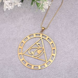 Gold Handmade Eye Of Horus Necklace, Ra Eye Necklace, Spiritual Necklace, Gift for Mom, Protection Jewelry, Wadjet, Udjat