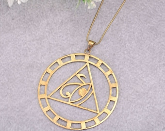 Handmade Brass Eye Of Horus Necklace: Spiritual Protection Jewelry