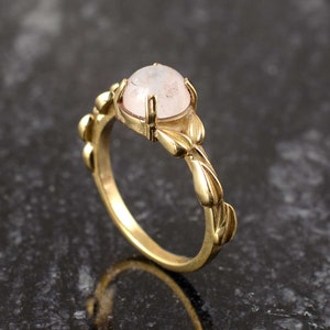 Genuine Rose Quartz Ring, Brass Ring, Rose Quartz Prong Ring, Rose Quartz Statement Ring, Boho Brass Ring, Ring for Women, Gift For Her