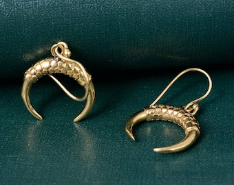 Brass Horseshoe Dangle Earrings: Lucky Minimalist Jewelry