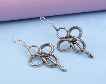 Silver Plated Snake Earrings: Witchy Goth Serpent Jewelry