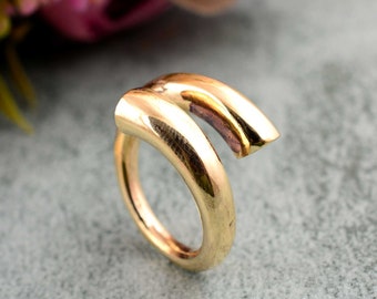 Brass Bypass Ring, Statement Wrap Around Ring