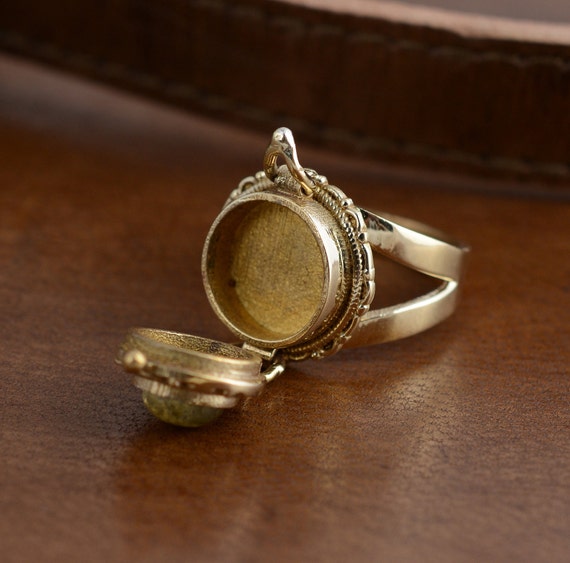 Natural Labradorite Poison Ring, Handmade Poisoner Ring, Pill Box Ring, Openable Locket Ring, Gift For Her, Gold Plated Ring, Gift For Her
