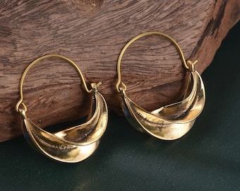Fulani Earring, Gold Fulani Earring, Chunky Gold Earring, Gold Basket Earring, African Gold Earring For Women, Hoop Earrings