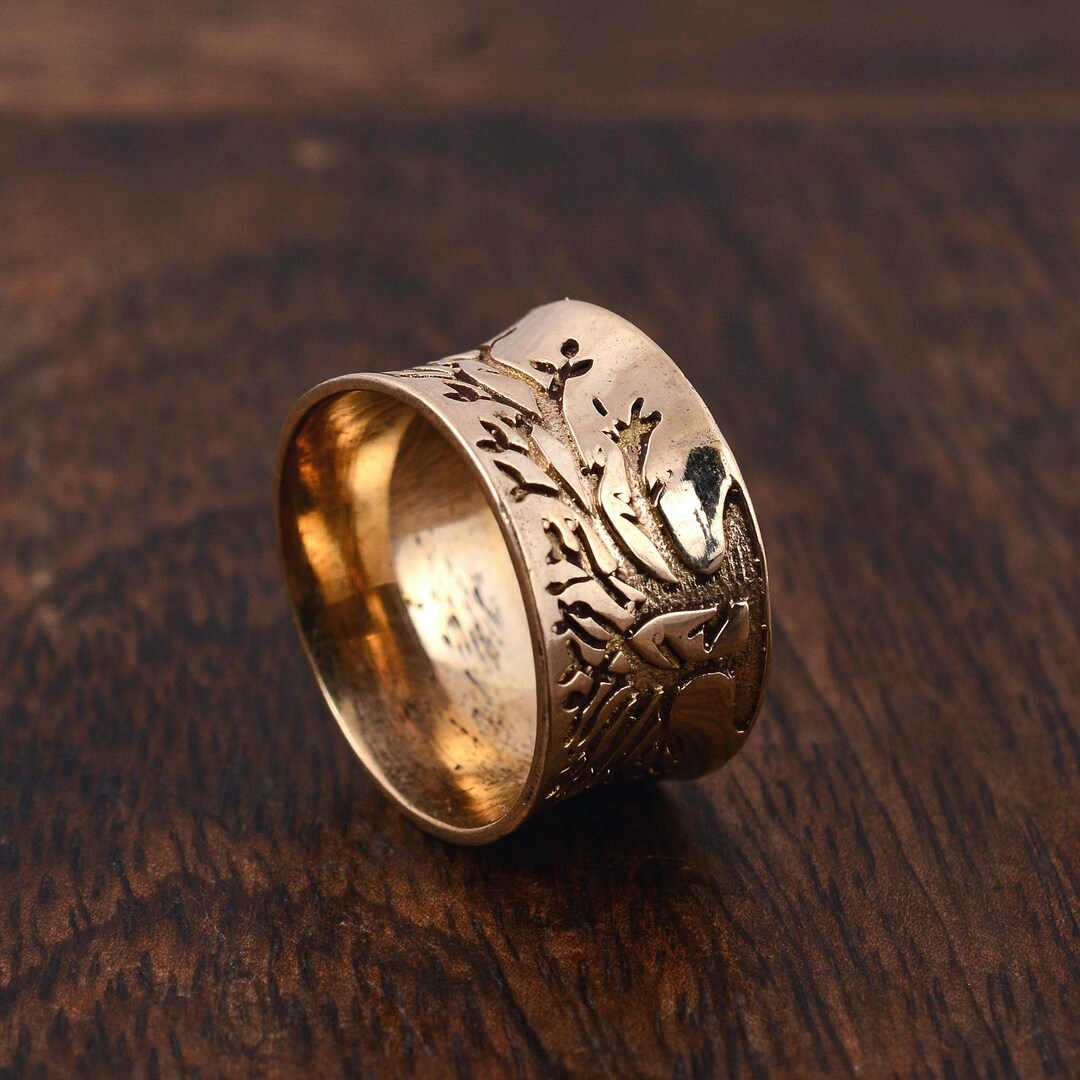 Brass Tree of Life Ring: Nature Meditation Wide Band - Etsy
