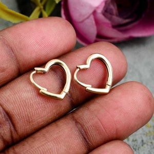 Gold heart stud earrings, Stud earrings, Gifts for her, Gold cute heart earrings, Gold heart earrings