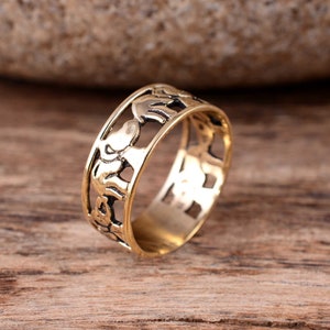 Bague éléphant en or : anneau bohème fait main en laiton fait main