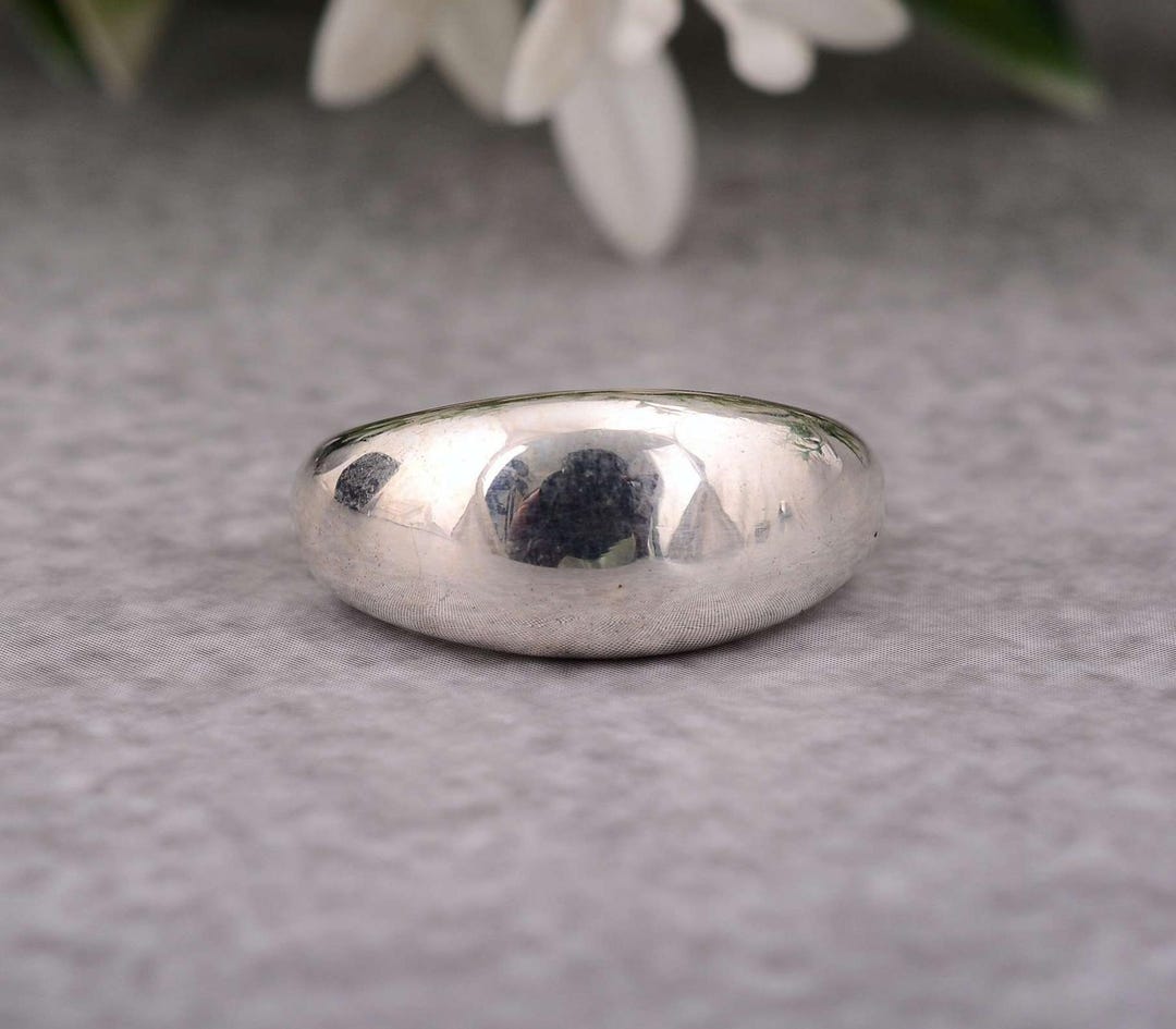 Sterling Silver Plated Dome Ring: Chunky Minimalist Statement Jewelry ...