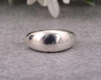 Sterling Silver Plated Dome Ring: Chunky Minimalist Statement Jewelry