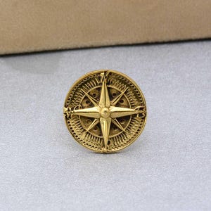 Brass North Star Ring: Dainty Starburst Ring